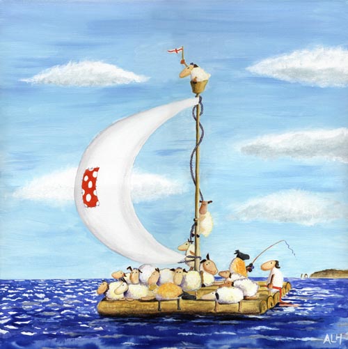 A Raft Of Sheep - Painting by Al Hayball