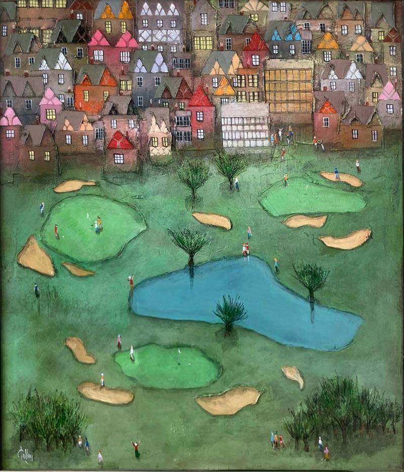 It's in The Hole! - Painting by Bill Tolley