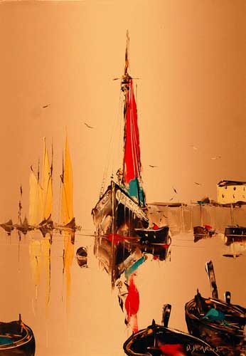 Sails at Sunrise - Painting by David Deakins