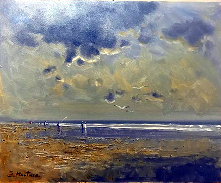 Blowing a Storm - Painting by Enrique Martinez