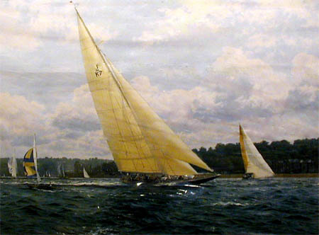 Valsheda Sail Trials - Painting by J Steven Dews 
