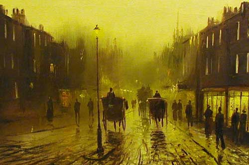 Harbour Street Scene - Painting by John Bampfield
