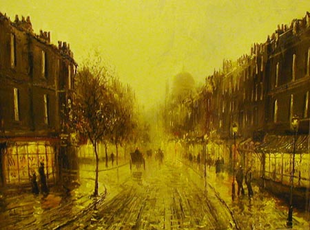 Street Scene - Painting by John Bampfield