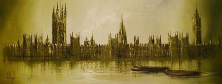 Houses of Parliament - Painting by John Bampfield