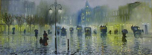 Street scene - Painting by John Bampfield