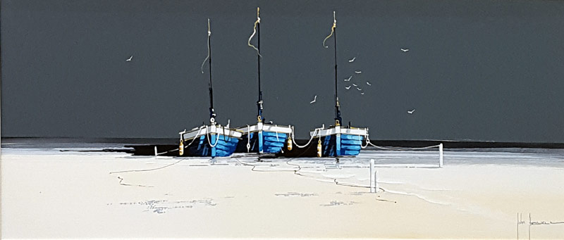 Pewter Sunset - Painting by John Horsewell