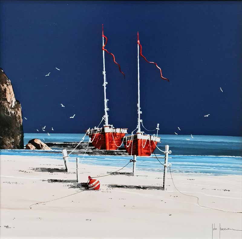 Russet Mooring - Painting by John Horsewell