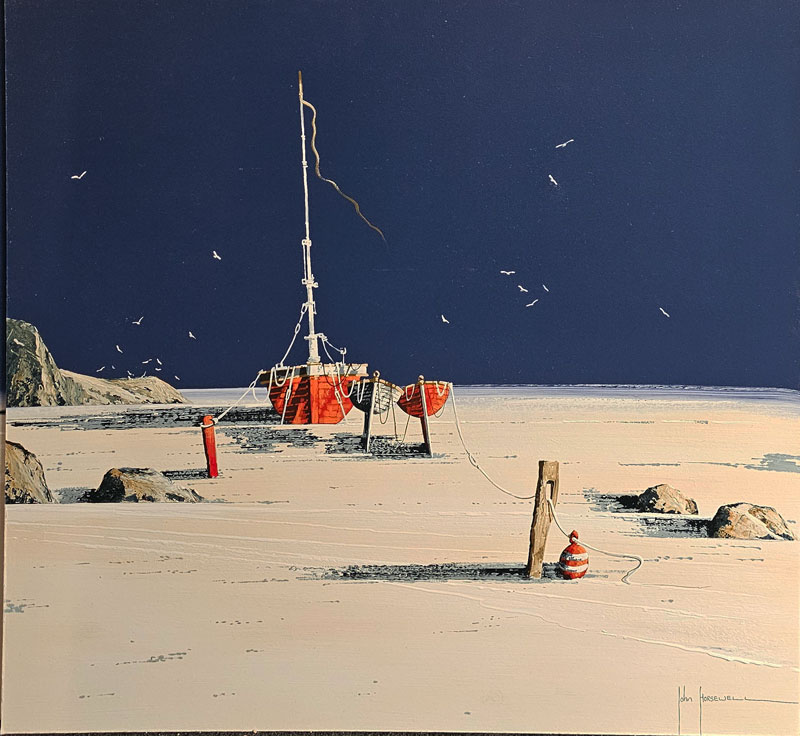 Red on Sand - Painting by John Horsewell