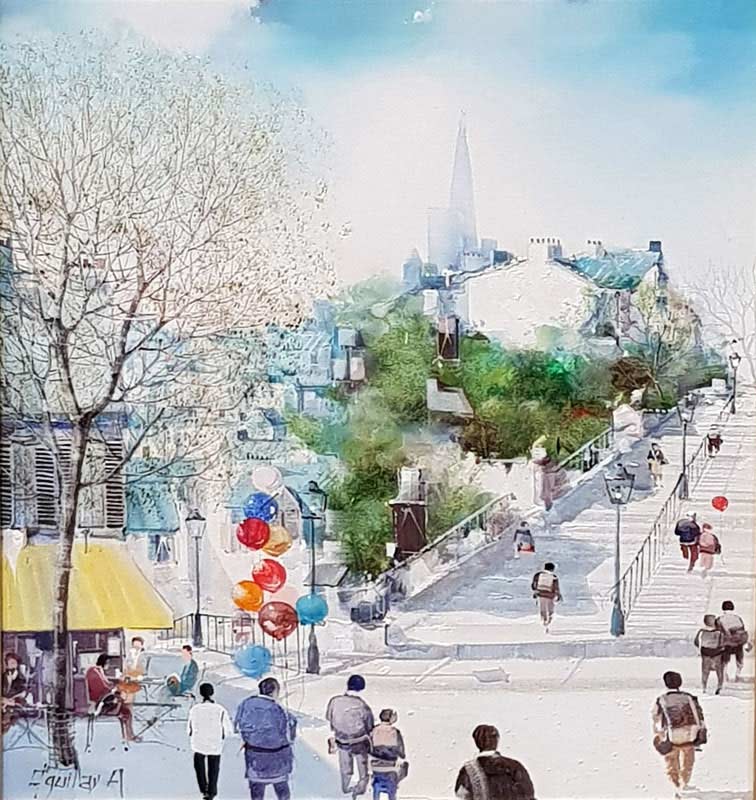 Parisien Steps - Painting by Jorge Aguilar