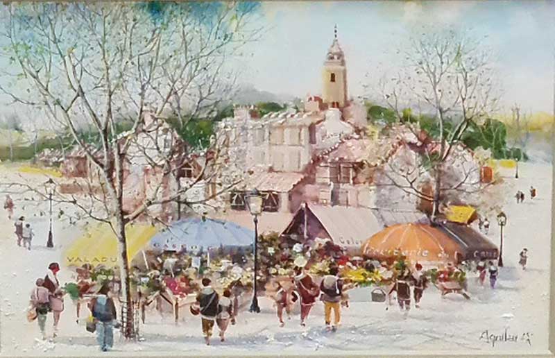 Market in Languedoc - Painting by Jorge Aguilar