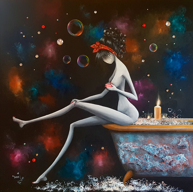 Mistress Collection - Rub a Dub Dub - Painting by Josie Lee