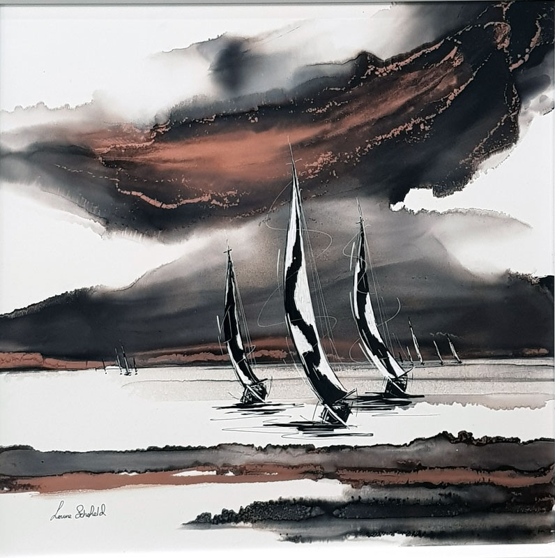 Copper Clouds - Painting by Louise Schofield