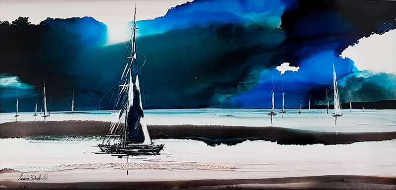 Argent Seas - Painting by Louise Schofield