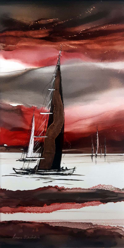 Wine-Kissed Seas - Painting by Louise Schofield