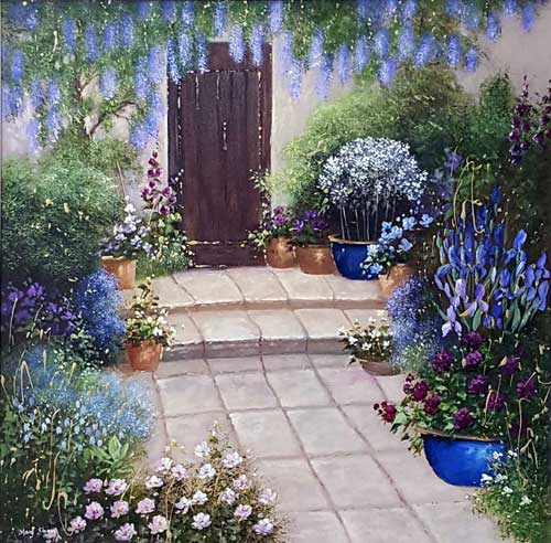 Blue Wisteria - Painting by Mary Shaw