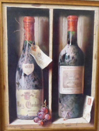Chambertin 1937 + Chateau Lafite 1900 - Painting by Raymond Campbell