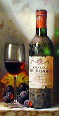 Still life with wine - Painting by Raymond Campbell 