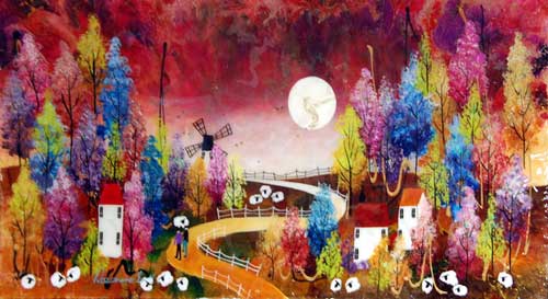 Evening Stroll - Painting by Rozanne Bell