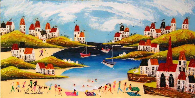 Beach Belles & Beaux - Painting by Rozanne Bell