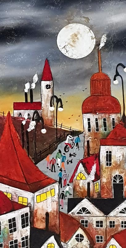 Moonlit Skies - Painting by Rozanne Bell