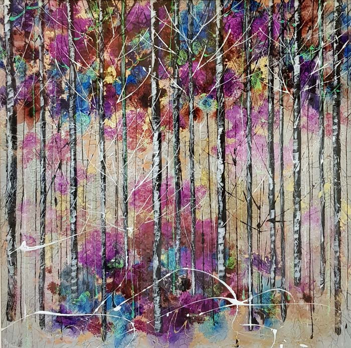 Peacock Wood - Painting by Rozanne Bell
