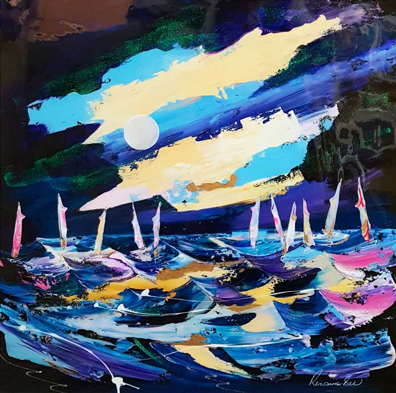 Horizon of Sails - Painting by Rozanne Bell