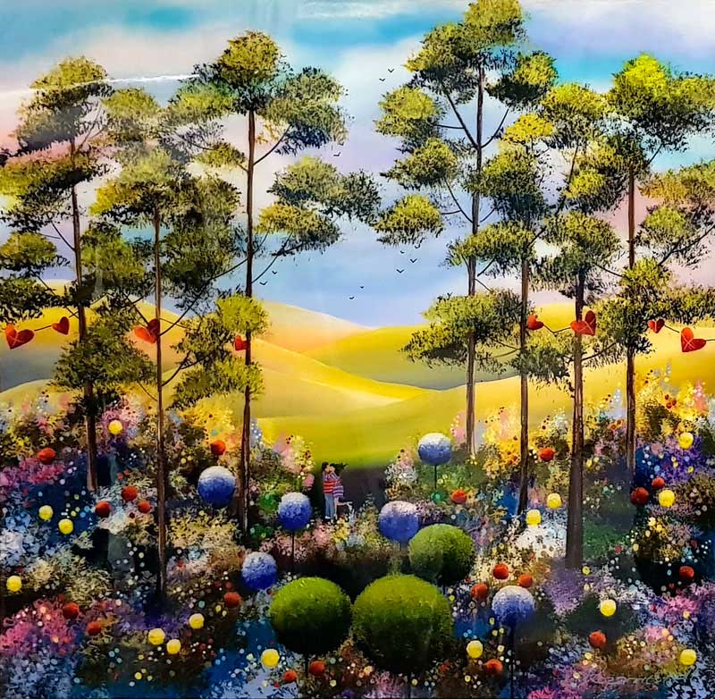 Green Canopy - Painting by Rozanne Bell
