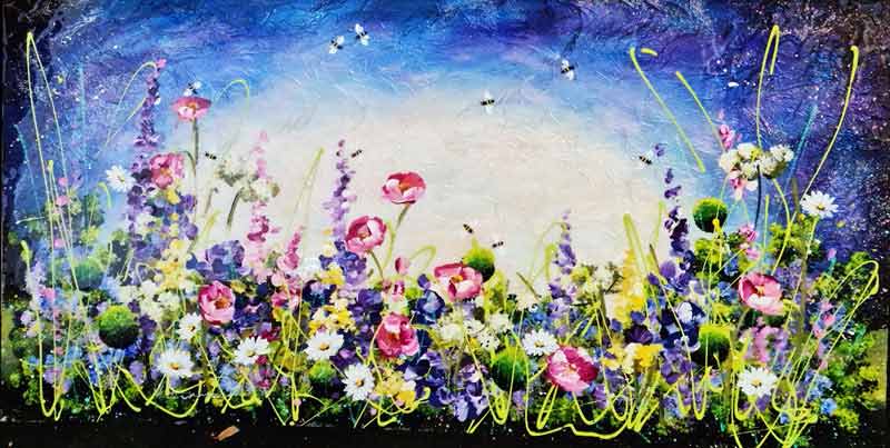 Peony Blooms - Painting by Rozanne Bell