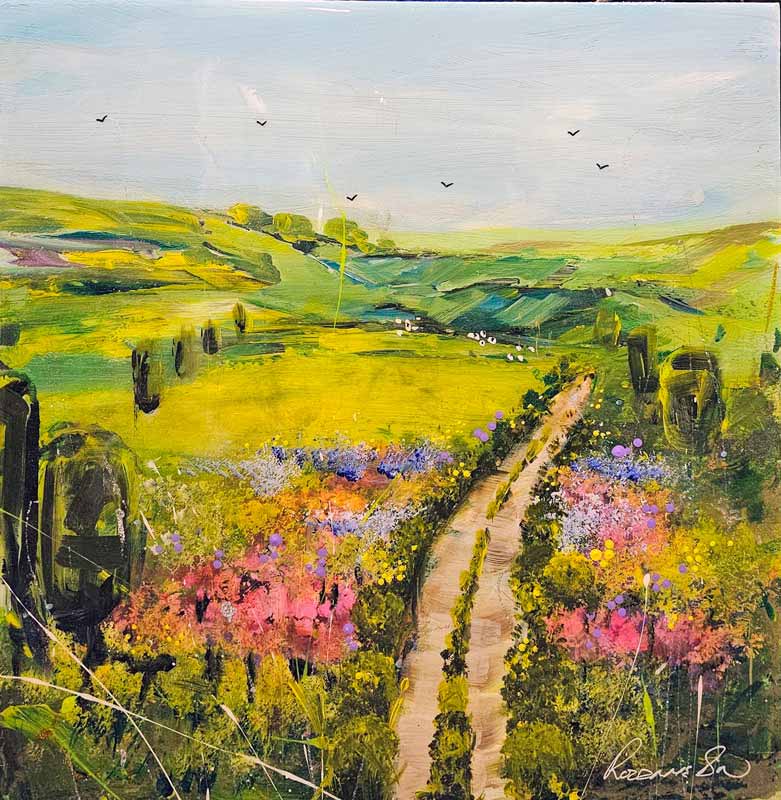 Meadow Walk - Painting by Rozanne Bell
